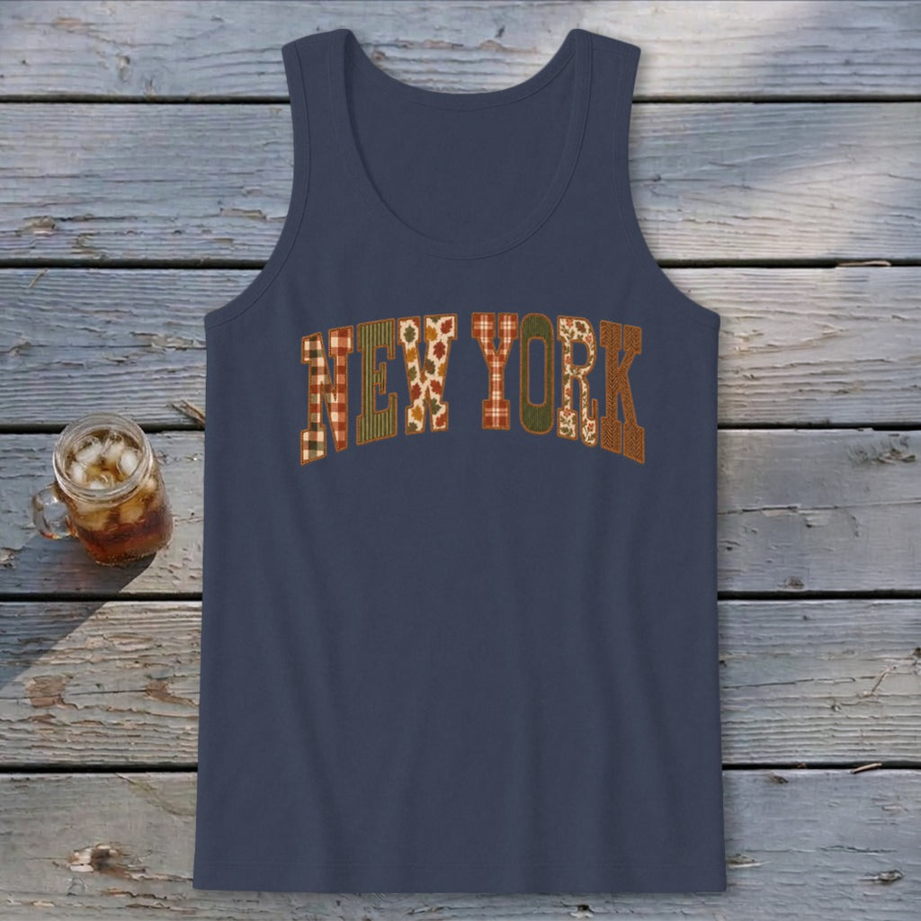 New York Faux Embroidery Letters Tank Top