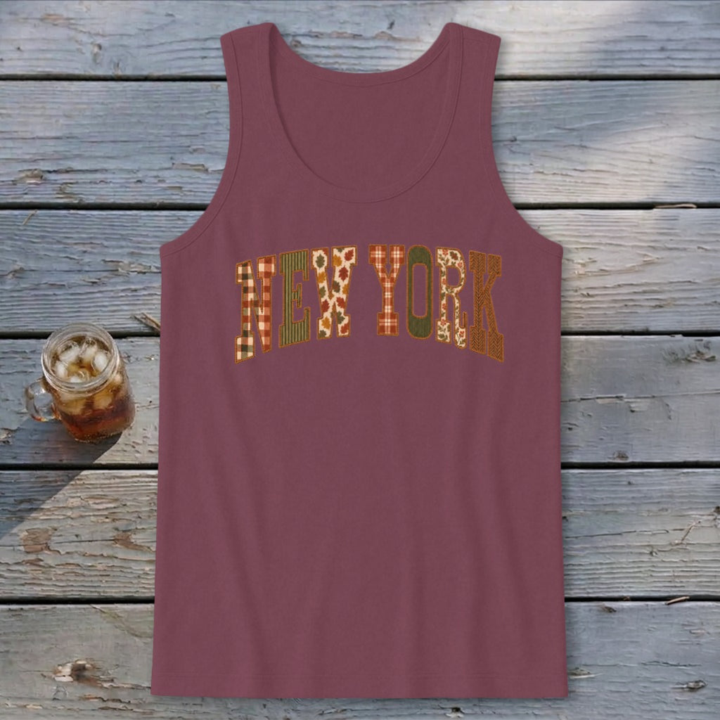 New York Faux Embroidery Letters Tank Top