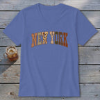 New York Faux Embroidery Letters V-neck