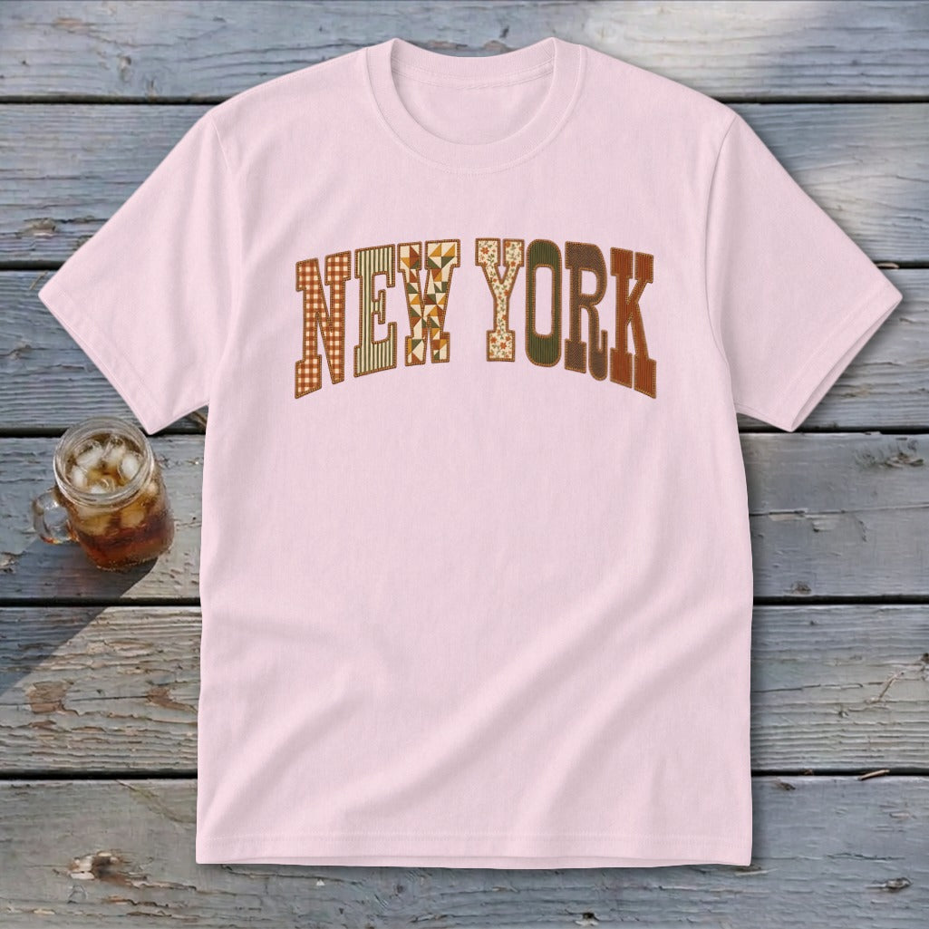 New York Faux Embroidery Letters Youth Tee