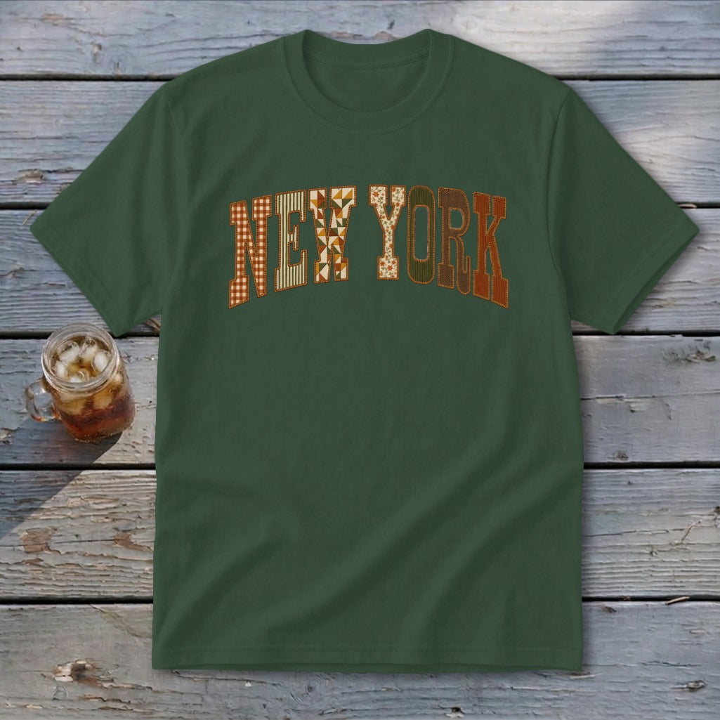New York Faux Embroidery Letters Youth Tee