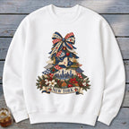 New York Faux Patchwork Christmas Tree Sweatshirt