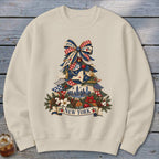 New York Faux Patchwork Christmas Tree Sweatshirt
