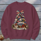New York Faux Patchwork Christmas Tree Sweatshirt