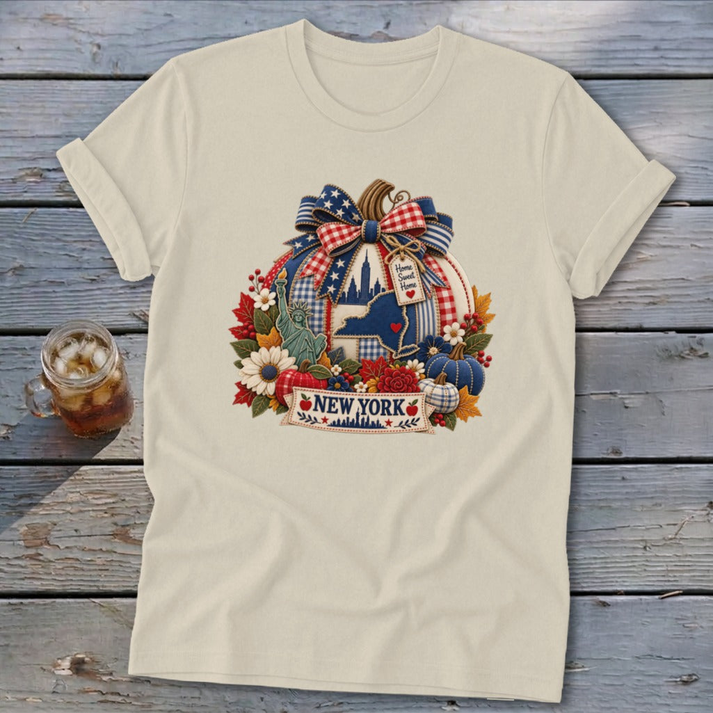 New York Faux Patchwork Pumpkin Softstyle Tee