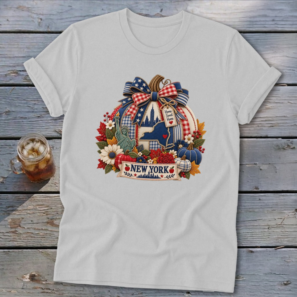 New York Faux Patchwork Pumpkin Softstyle Tee
