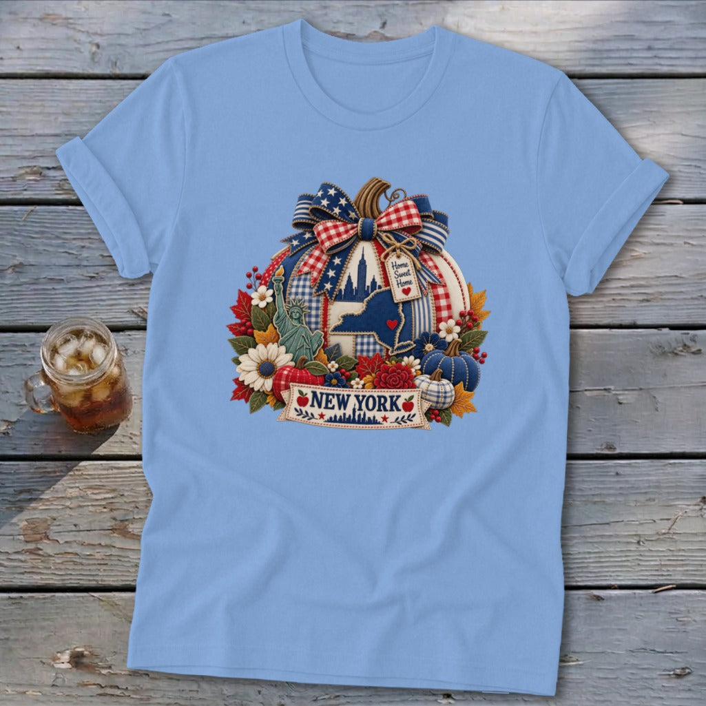 New York Faux Patchwork Pumpkin Softstyle Tee