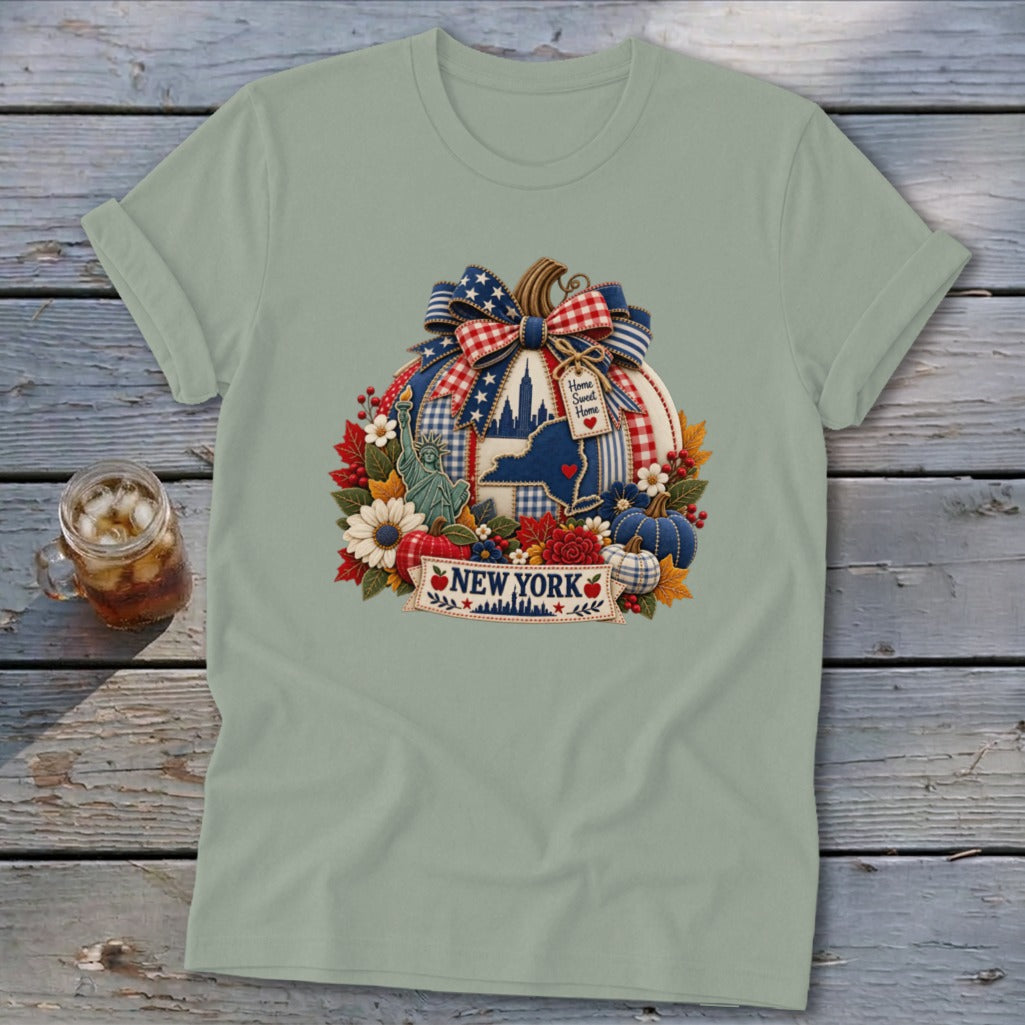 New York Faux Patchwork Pumpkin Softstyle Tee