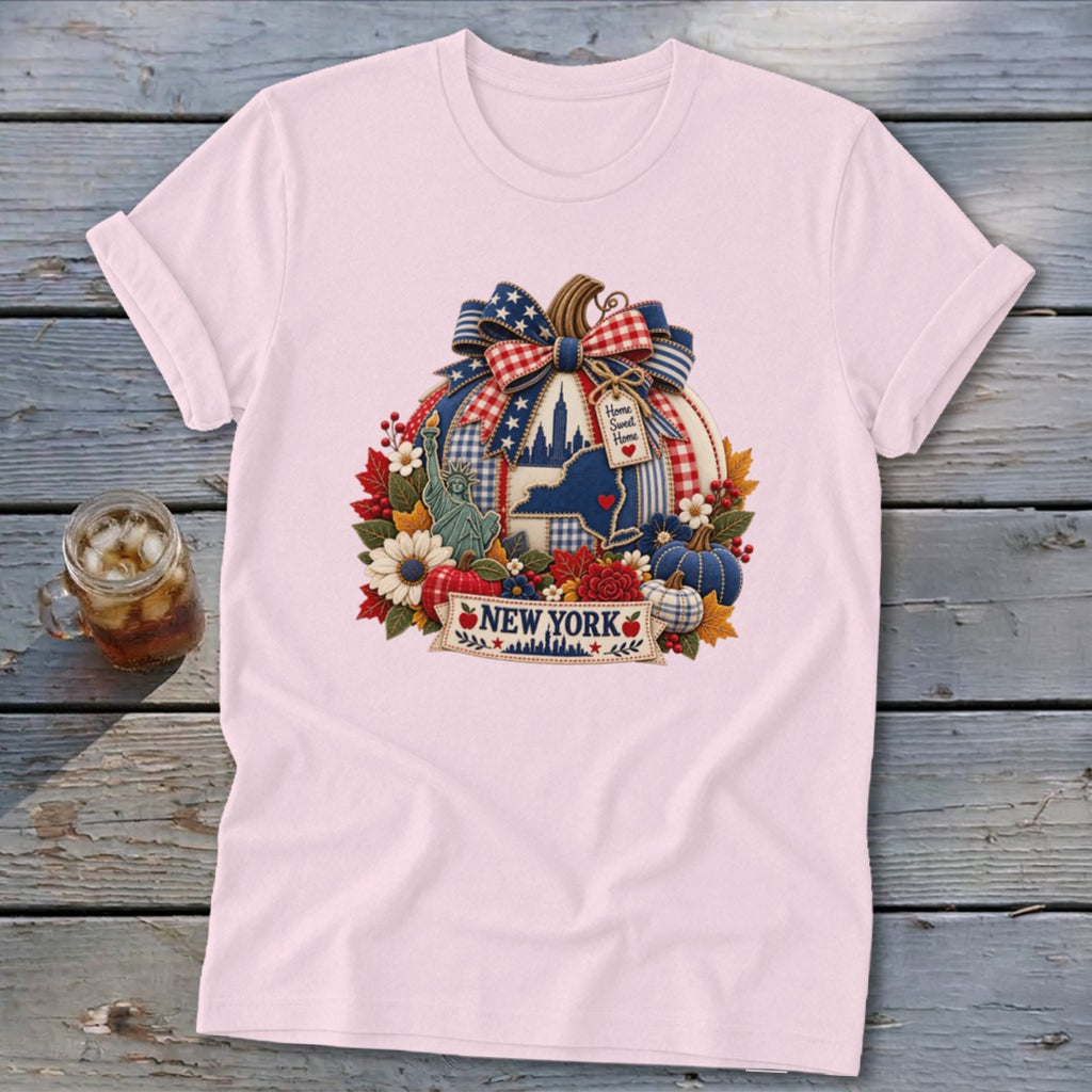 New York Faux Patchwork Pumpkin Softstyle Tee
