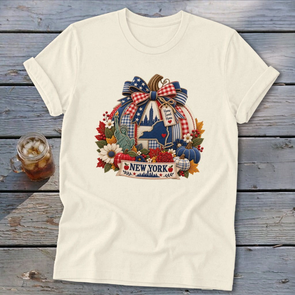 New York Faux Patchwork Pumpkin Softstyle Tee