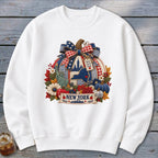 New York Faux Patchwork Pumpkin Sweatshirt