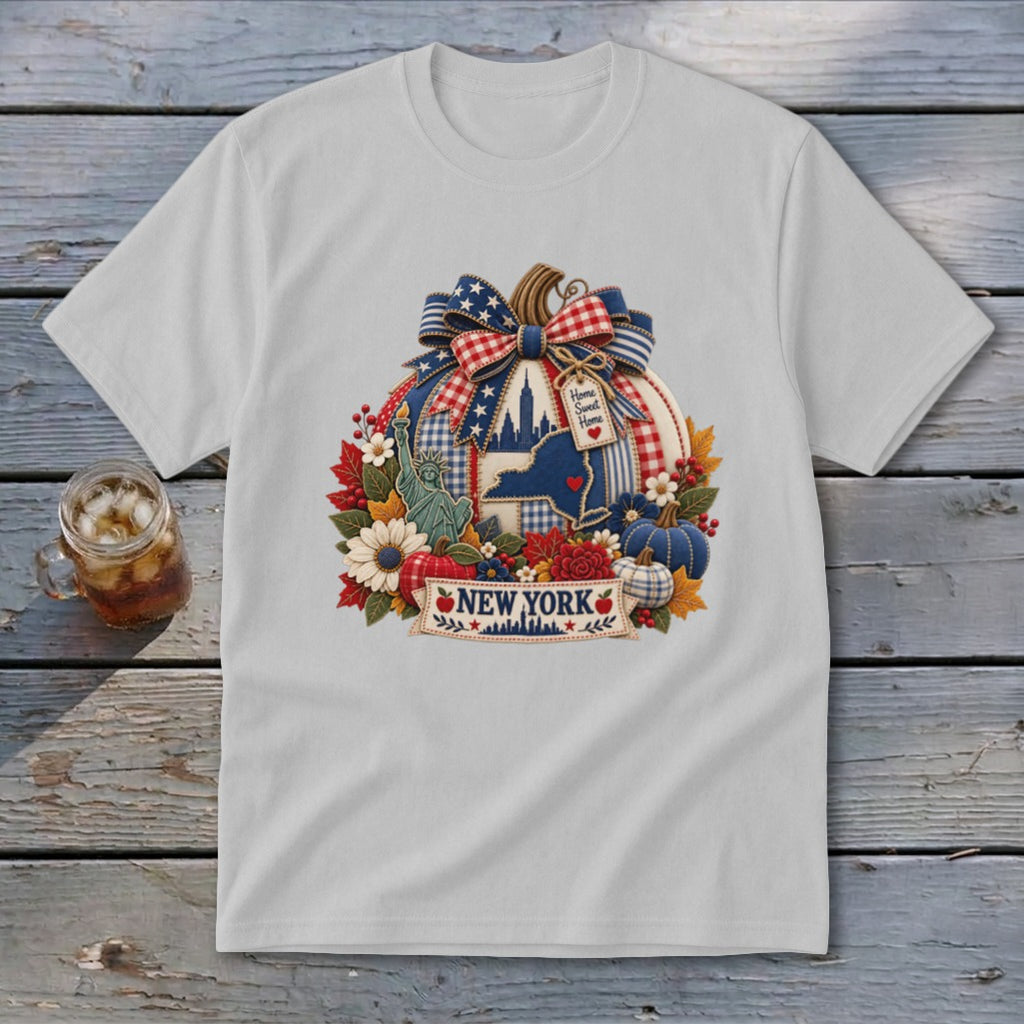 New York Faux Patchwork Pumpkin Youth Tee