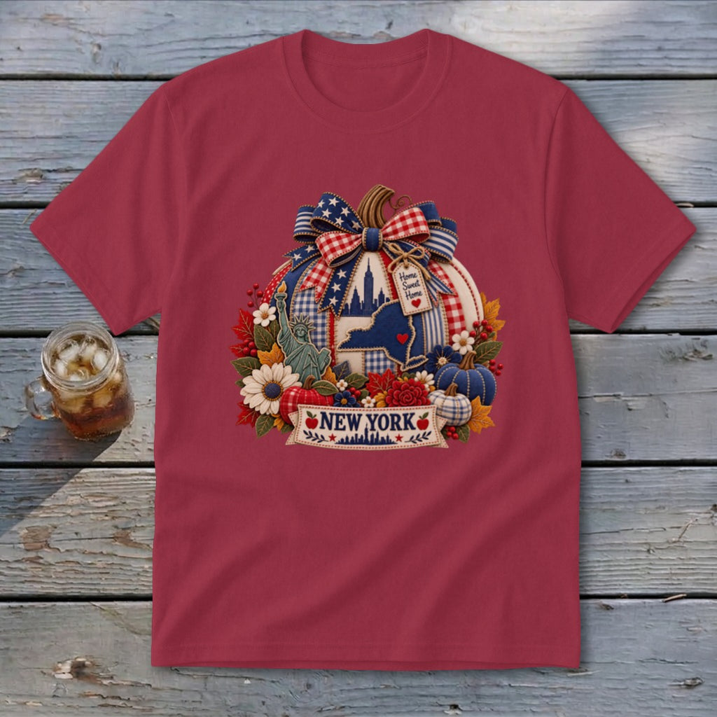 New York Faux Patchwork Pumpkin Youth Tee