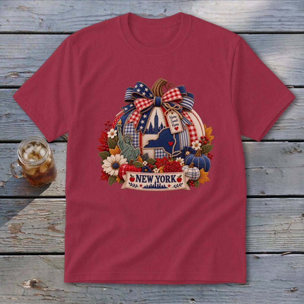 New York Faux Patchwork Pumpkin Youth Tee