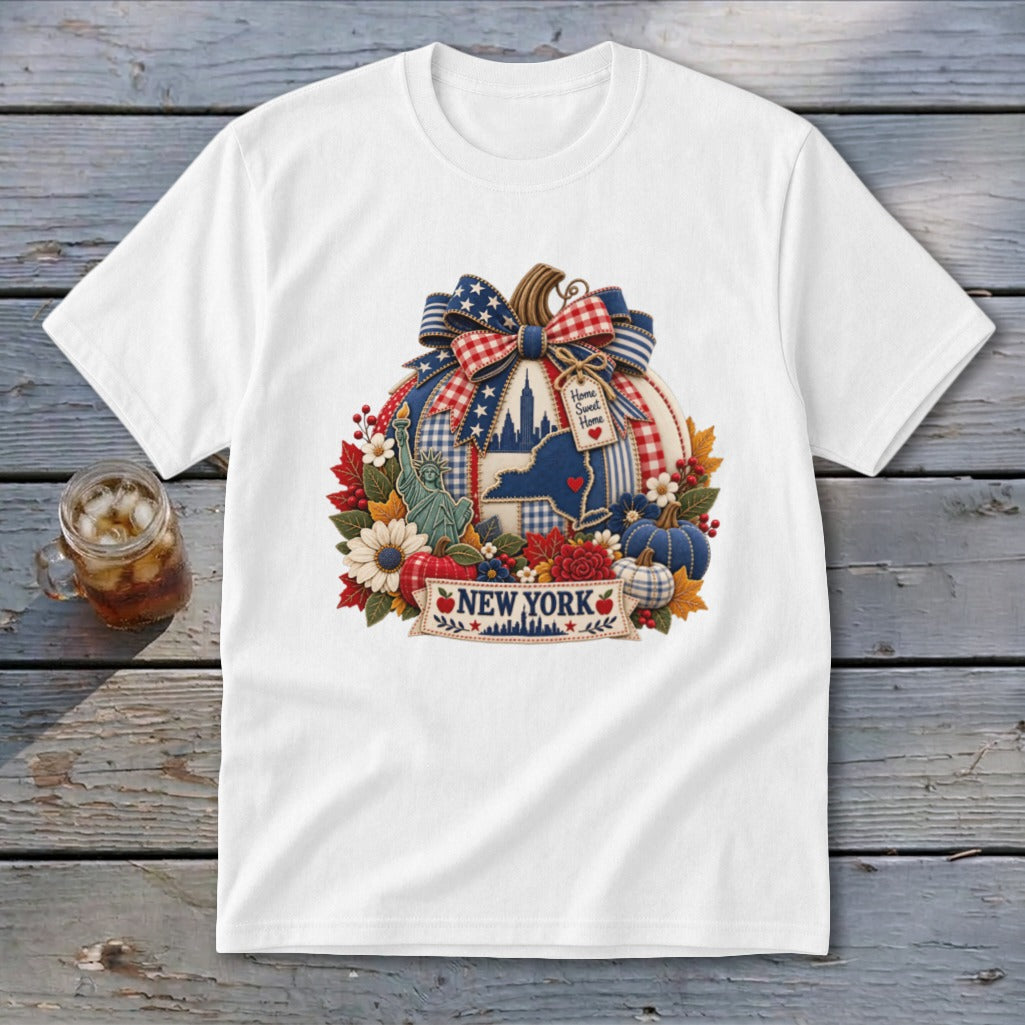New York Faux Patchwork Pumpkin Youth Tee