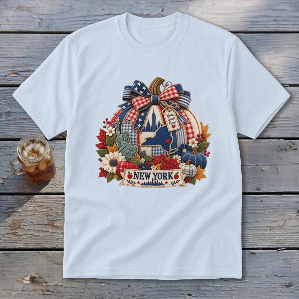 New York Faux Patchwork Pumpkin Youth Tee
