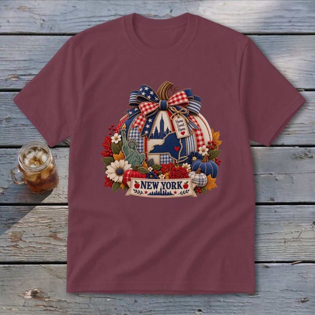 New York Faux Patchwork Pumpkin Youth Tee