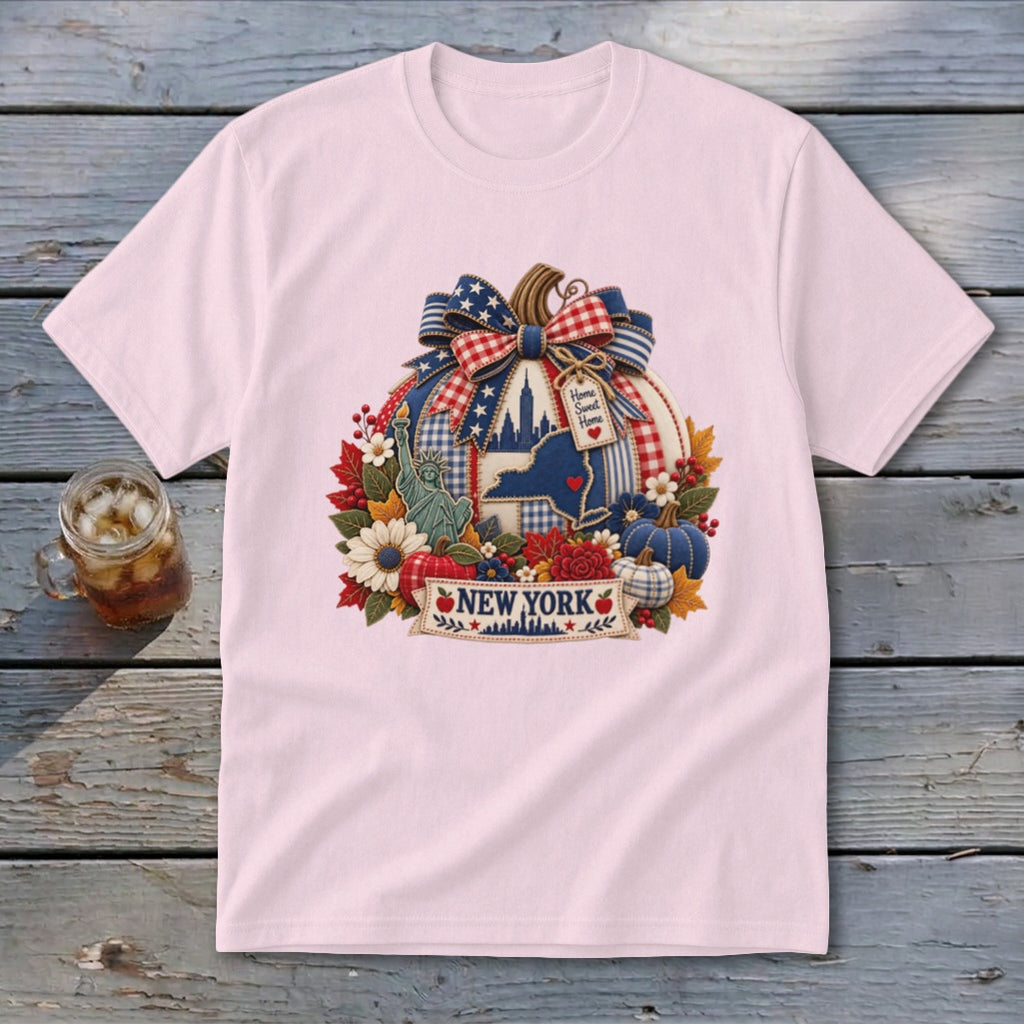 New York Faux Patchwork Pumpkin Youth Tee