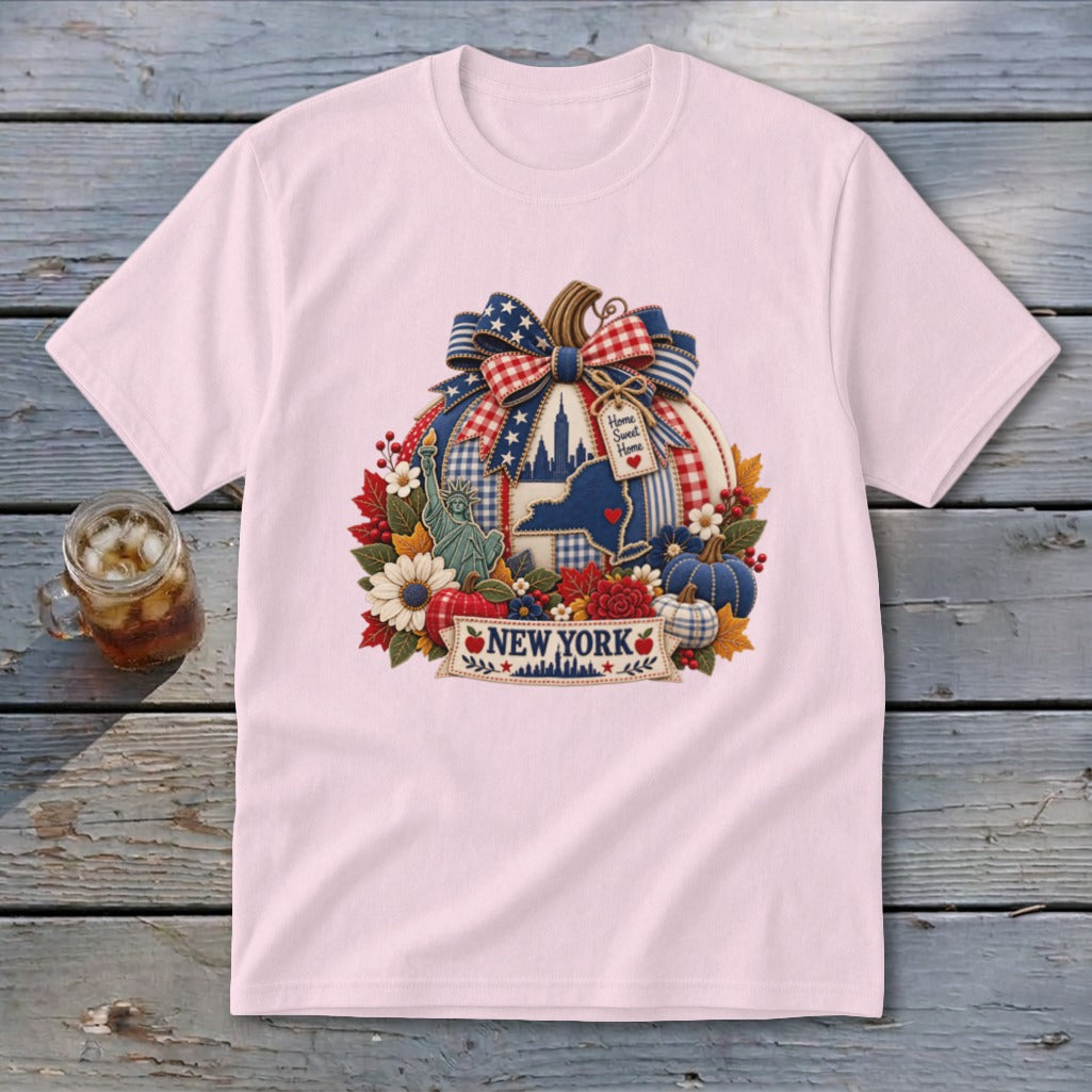 New York Faux Patchwork Pumpkin Youth Tee