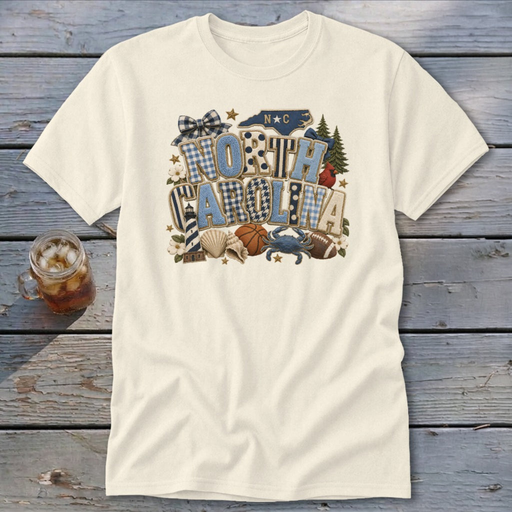 North Carolina Faux Chenille Fall Patch Classic Tee