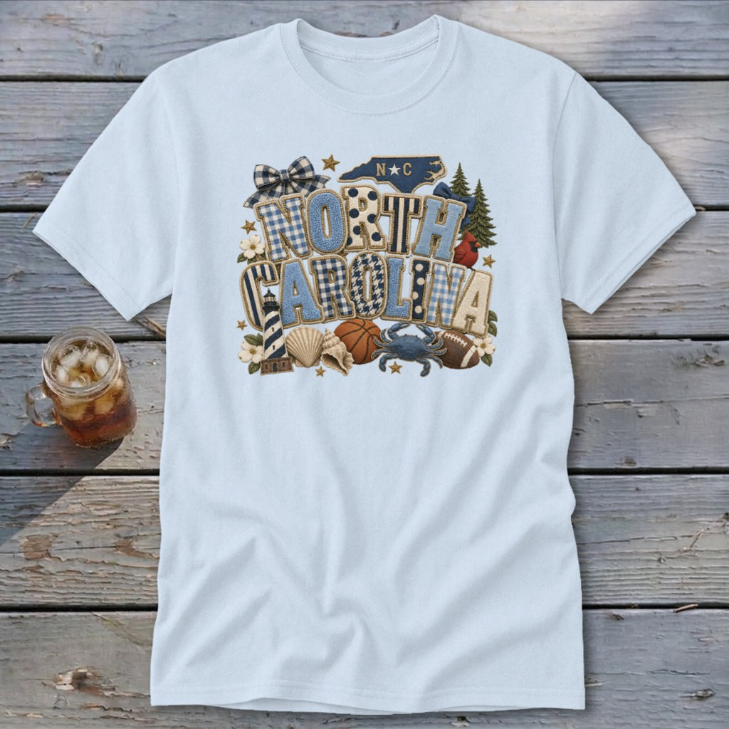 North Carolina Faux Chenille Fall Patch Classic Tee
