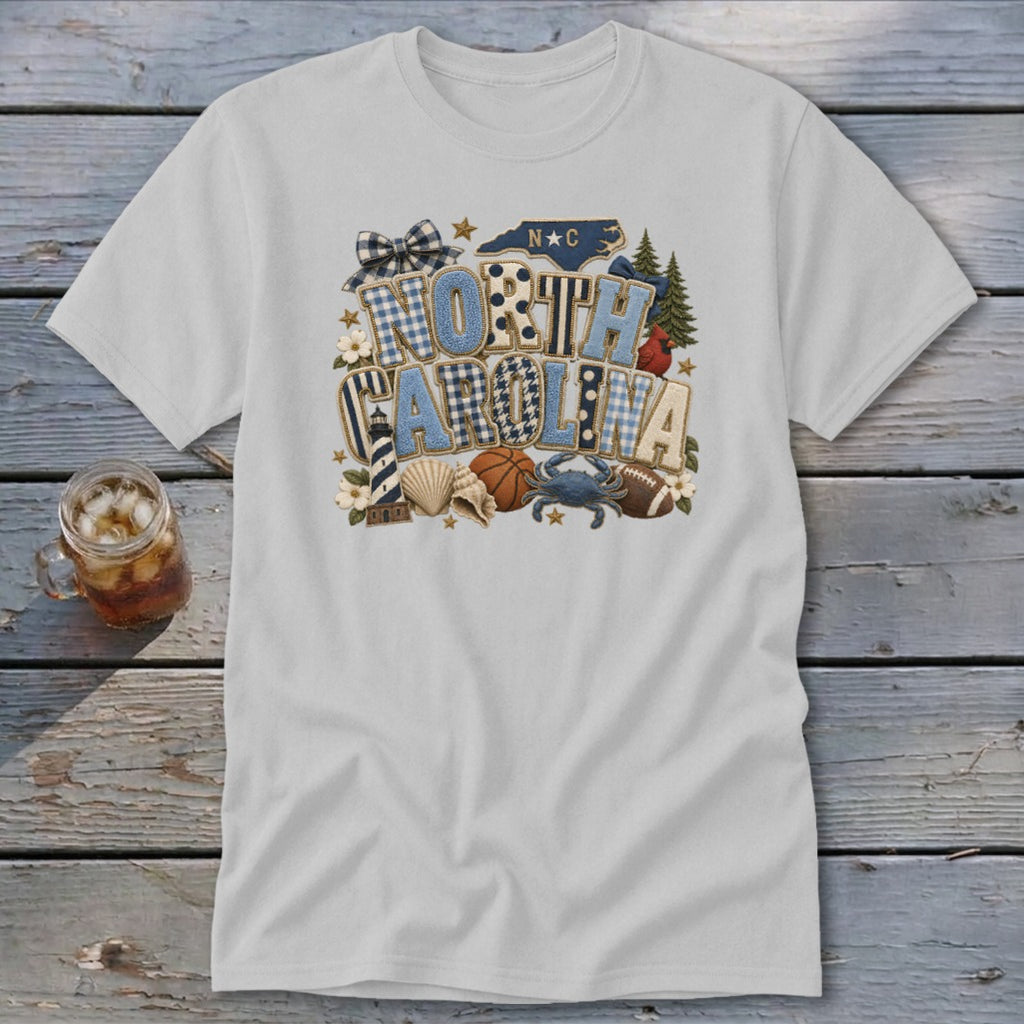 North Carolina Faux Chenille Fall Patch Classic Tee