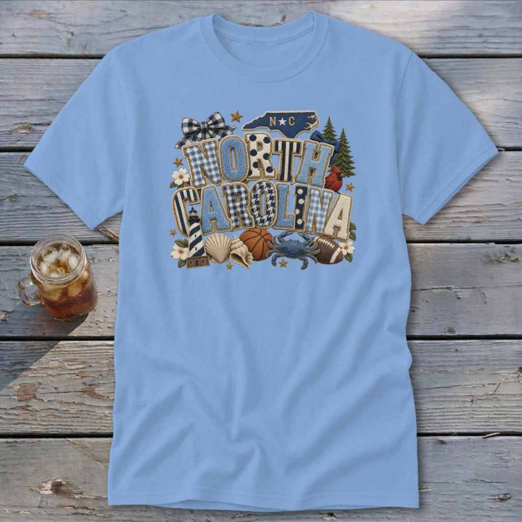 North Carolina Faux Chenille Fall Patch Classic Tee