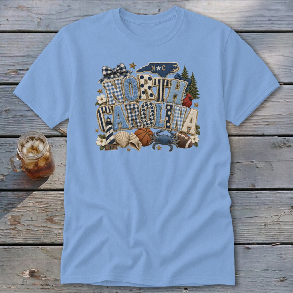 North Carolina Faux Chenille Fall Patch Classic Tee