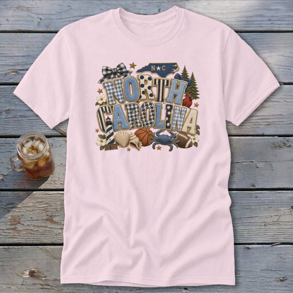 North Carolina Faux Chenille Fall Patch Classic Tee