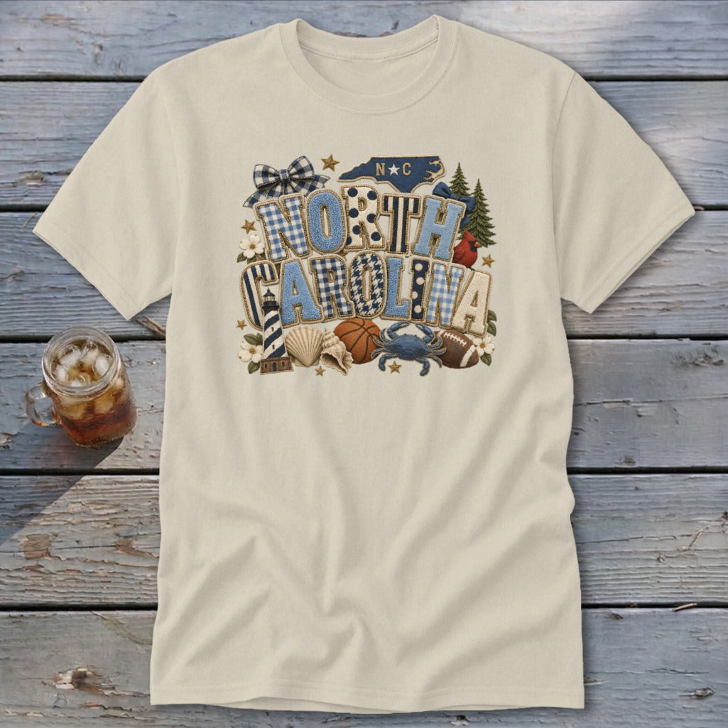 North Carolina Faux Chenille Fall Patch Classic Tee