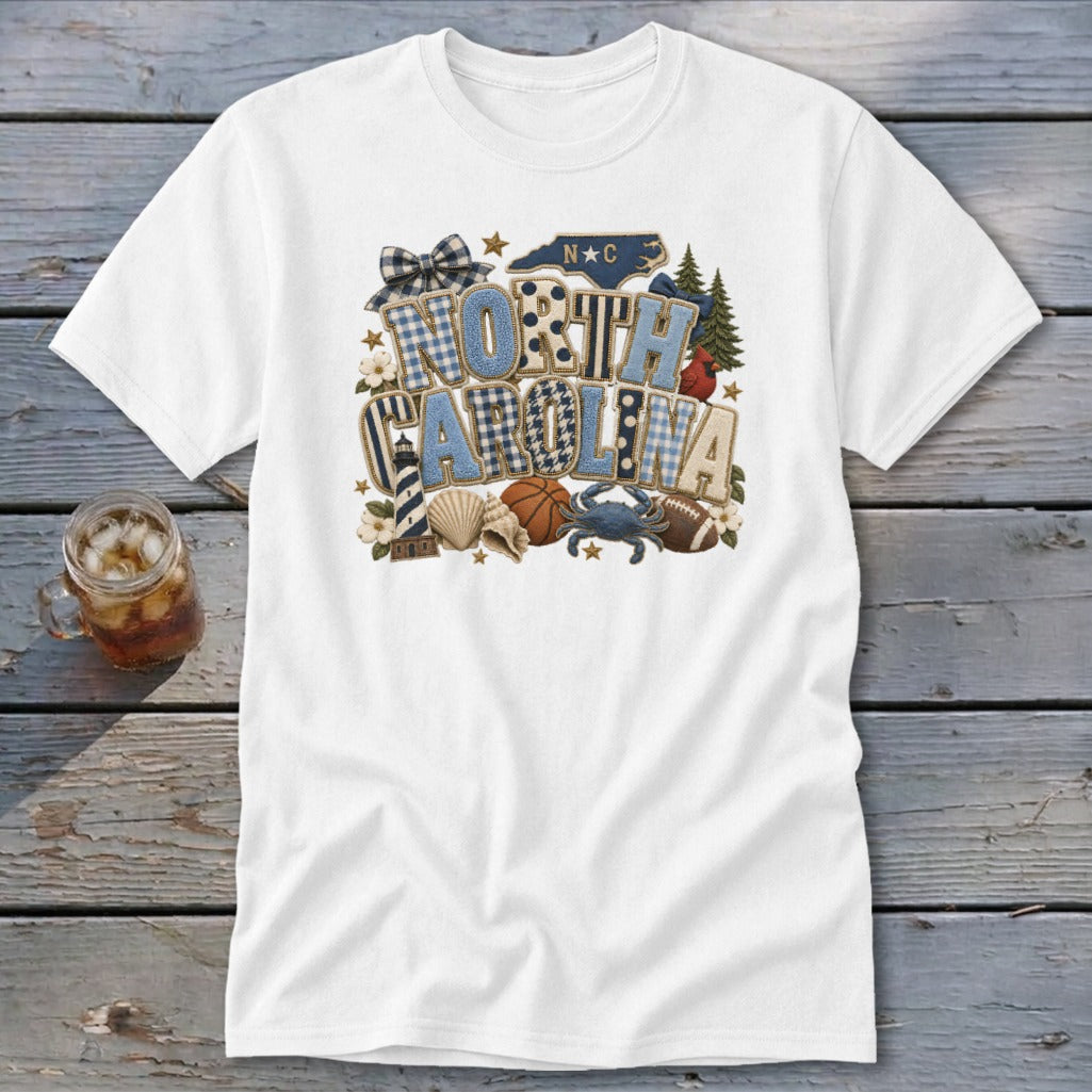 North Carolina Faux Chenille Fall Patch Classic Tee