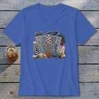 North Carolina Faux Chenille Fall Patch V-neck
