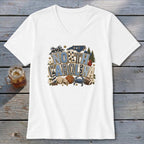 North Carolina Faux Chenille Fall Patch V-neck
