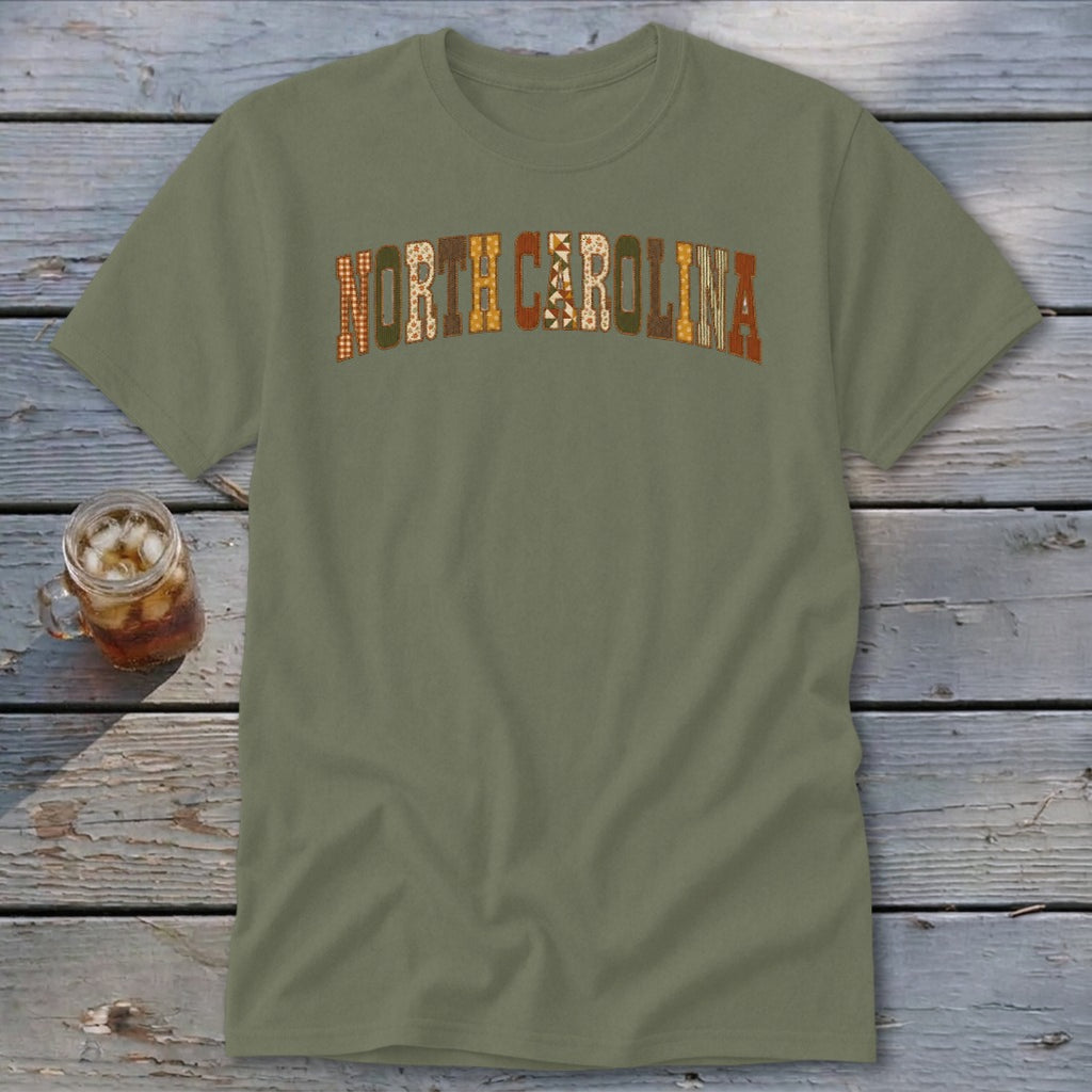North Carolina Faux Embroidery Letters Classic Tee