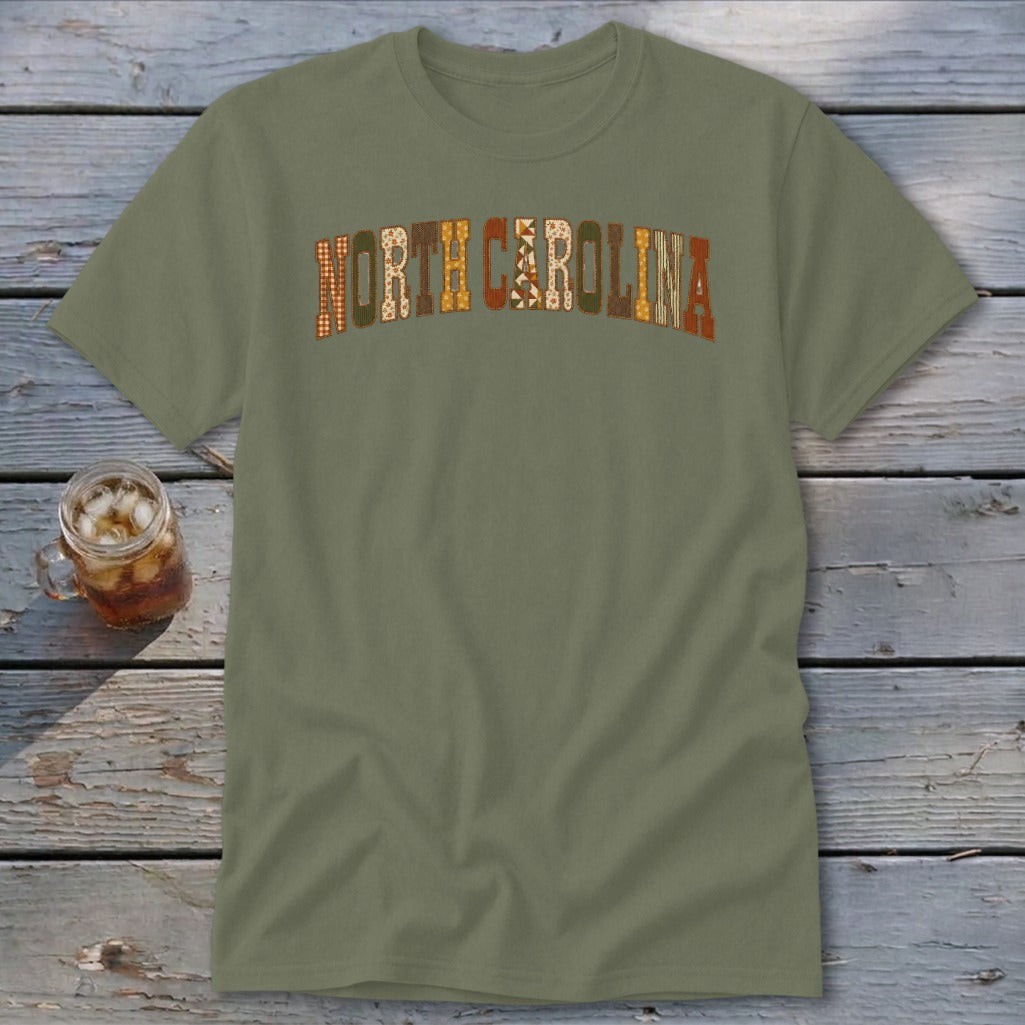 North Carolina Faux Embroidery Letters Classic Tee