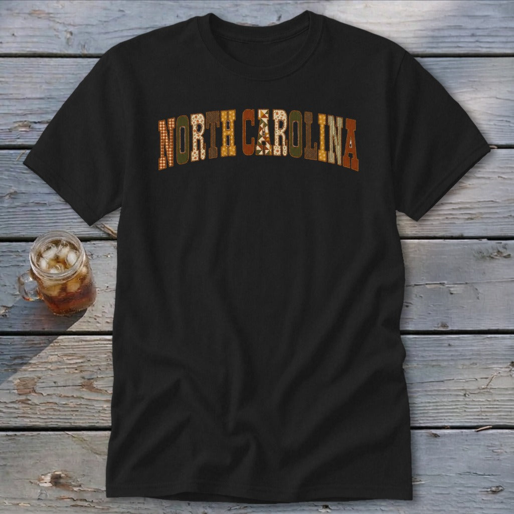 North Carolina Faux Embroidery Letters Classic Tee