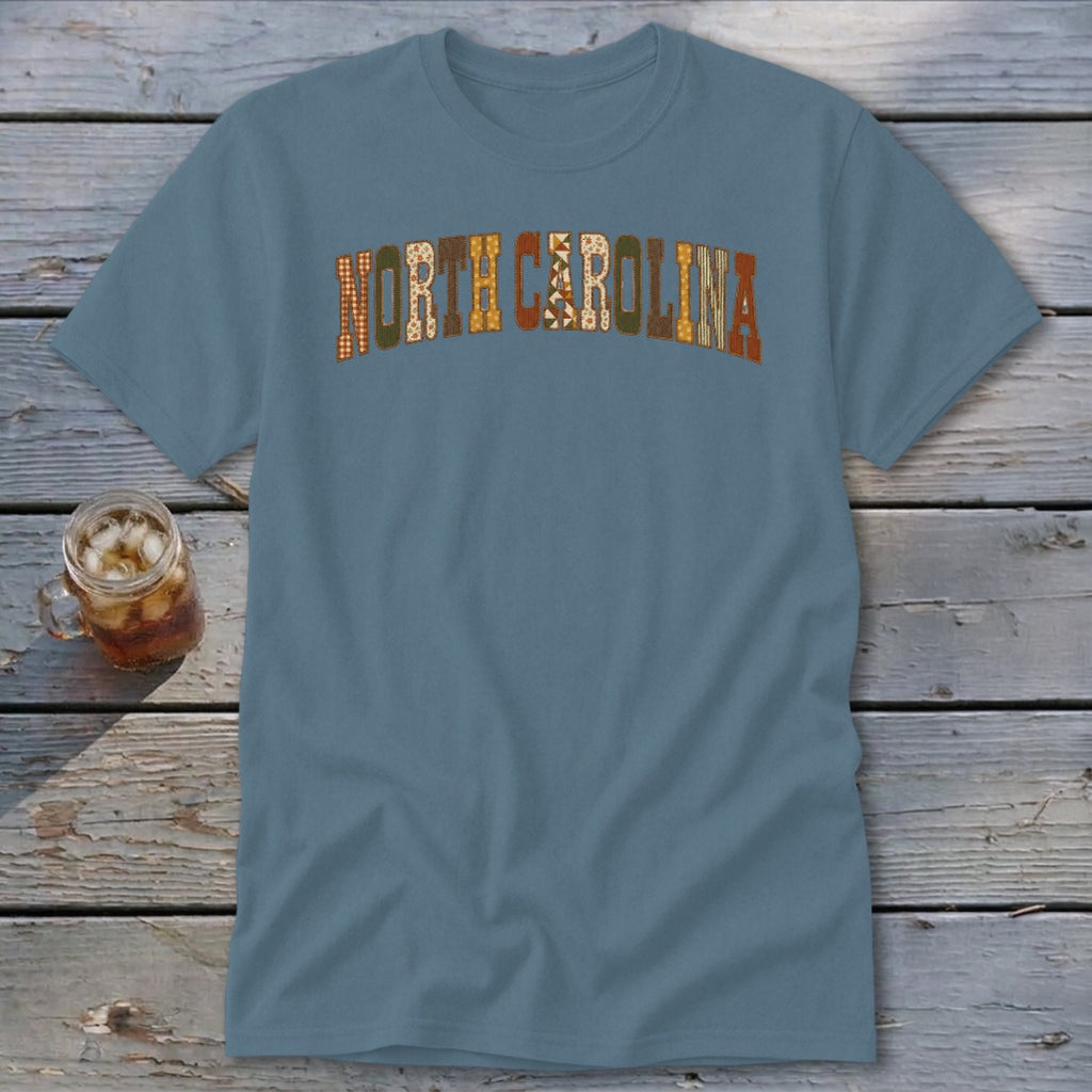 North Carolina Faux Embroidery Letters Classic Tee