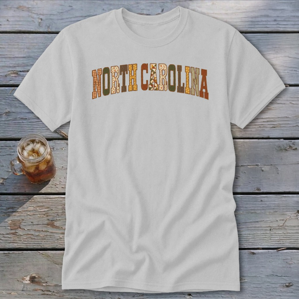 North Carolina Faux Embroidery Letters Classic Tee