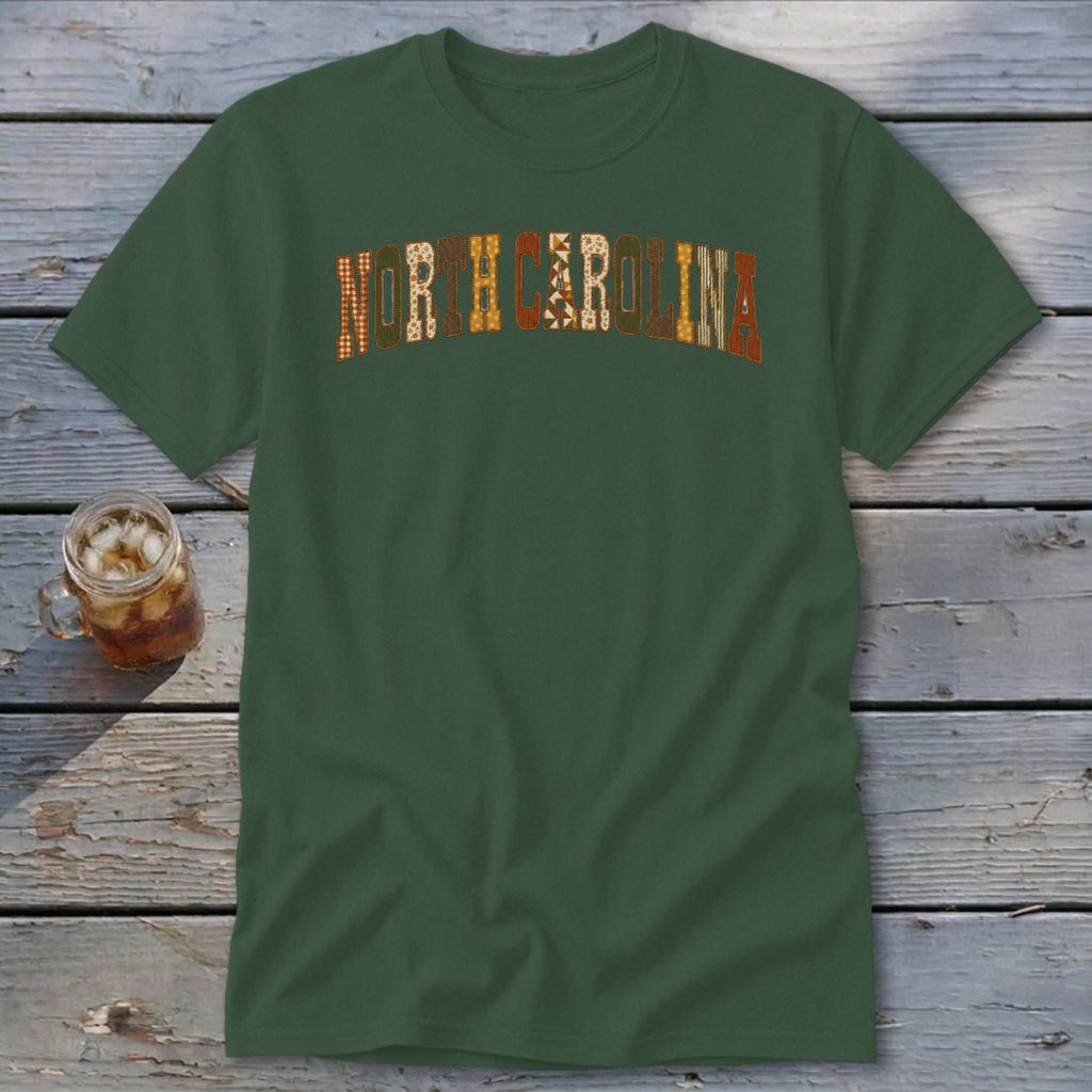 North Carolina Faux Embroidery Letters Classic Tee