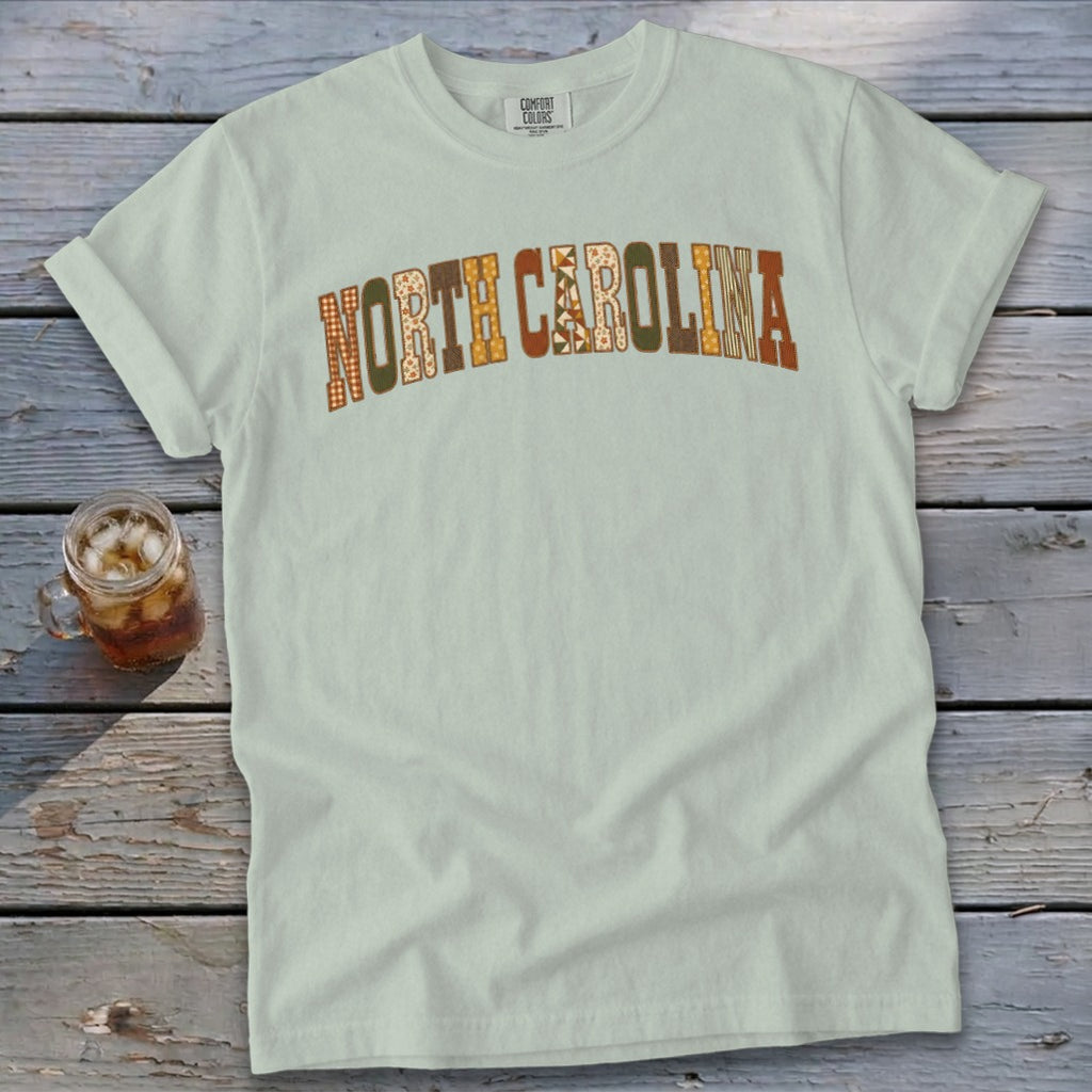 North Carolina Faux Embroidery Letters Signature Tee