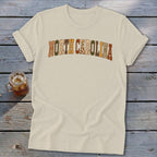 North Carolina Faux Embroidery Letters Softstyle Tee