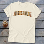 North Carolina Faux Embroidery Letters Softstyle Tee