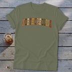 North Carolina Faux Embroidery Letters Softstyle Tee
