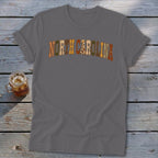 North Carolina Faux Embroidery Letters Softstyle Tee