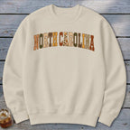 North Carolina Faux Embroidery Letters Sweatshirt