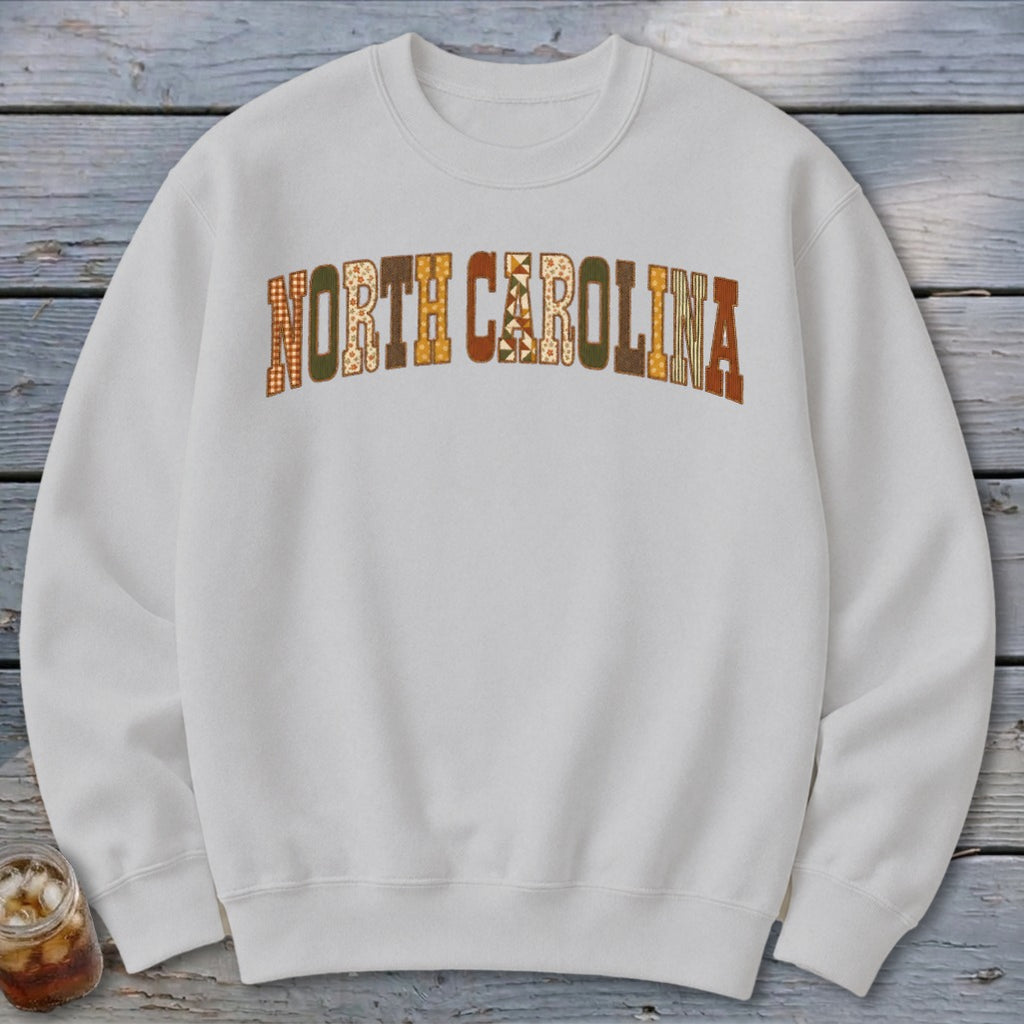 North Carolina Faux Embroidery Letters Sweatshirt