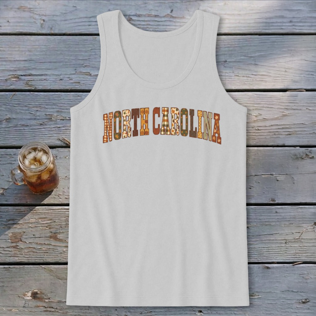 North Carolina Faux Embroidery Letters Tank Top