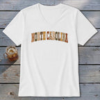 North Carolina Faux Embroidery Letters V-neck
