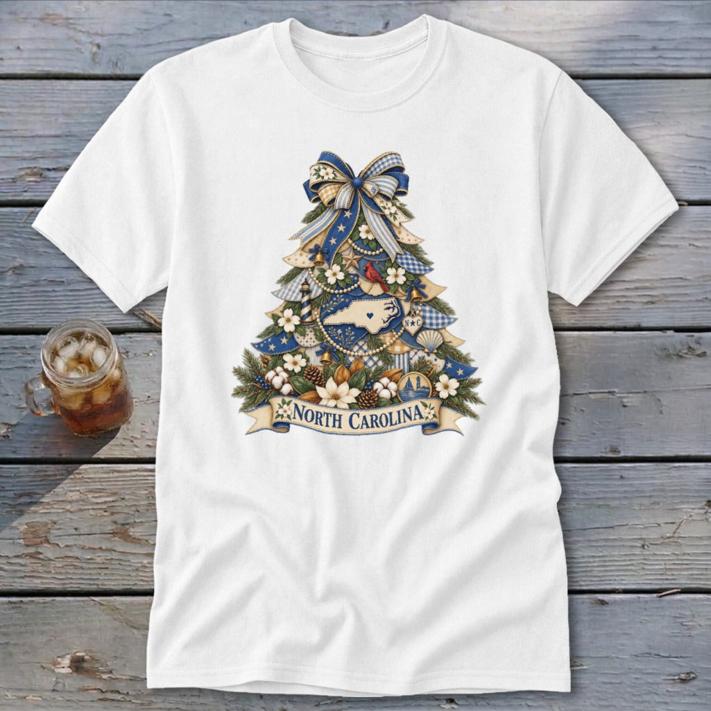 North Carolina Faux Patchwork Christmas Tree Classic Tee