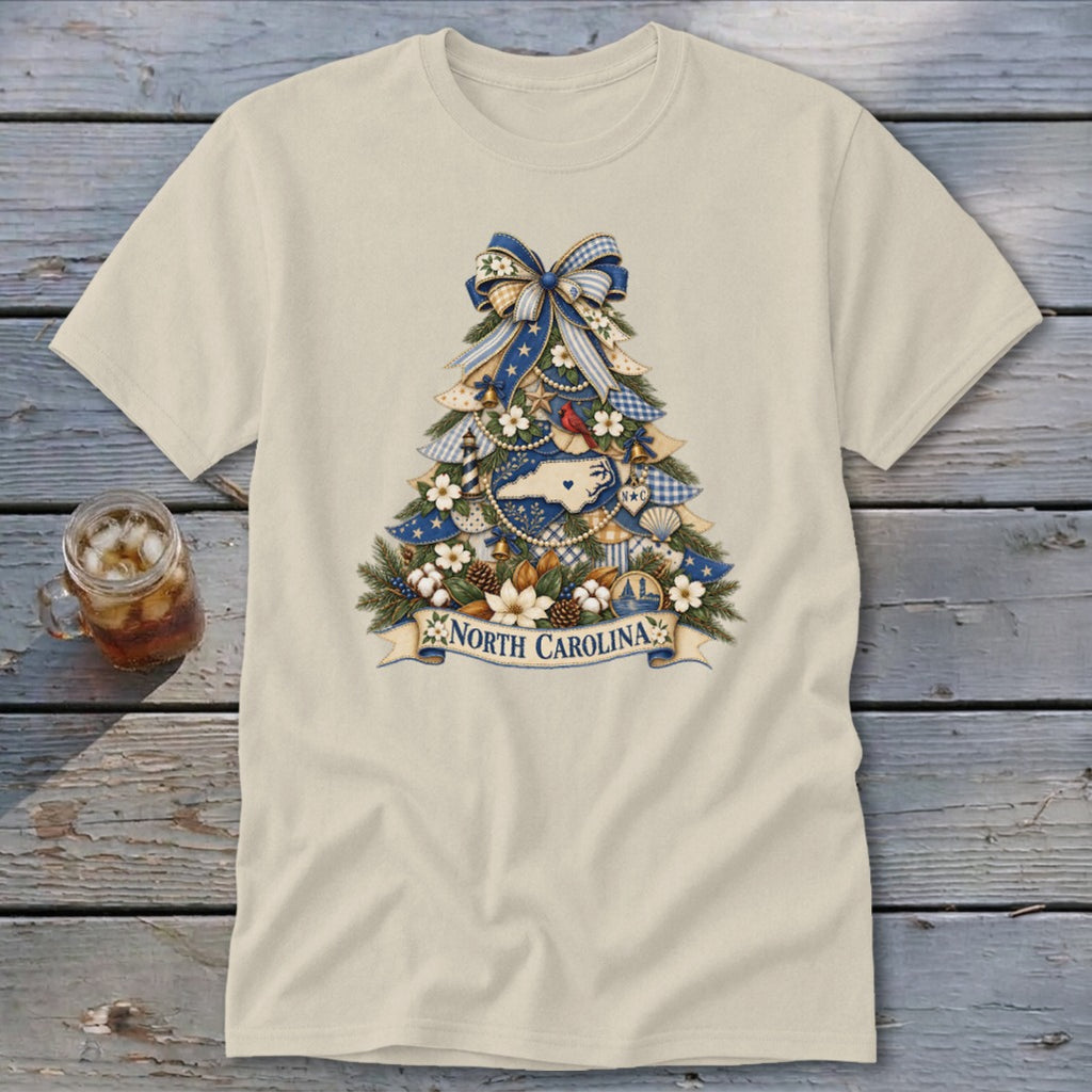 North Carolina Faux Patchwork Christmas Tree Classic Tee